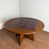 Height-adjustable table in oak and ceramic – Guillerme & Chambron, France