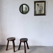 Woven wicker round mirror 1960