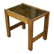 Solid oak side table with fabric decoration top