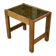Solid oak side table with fabric decoration top