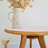 Table basse tripode plateau rond rose