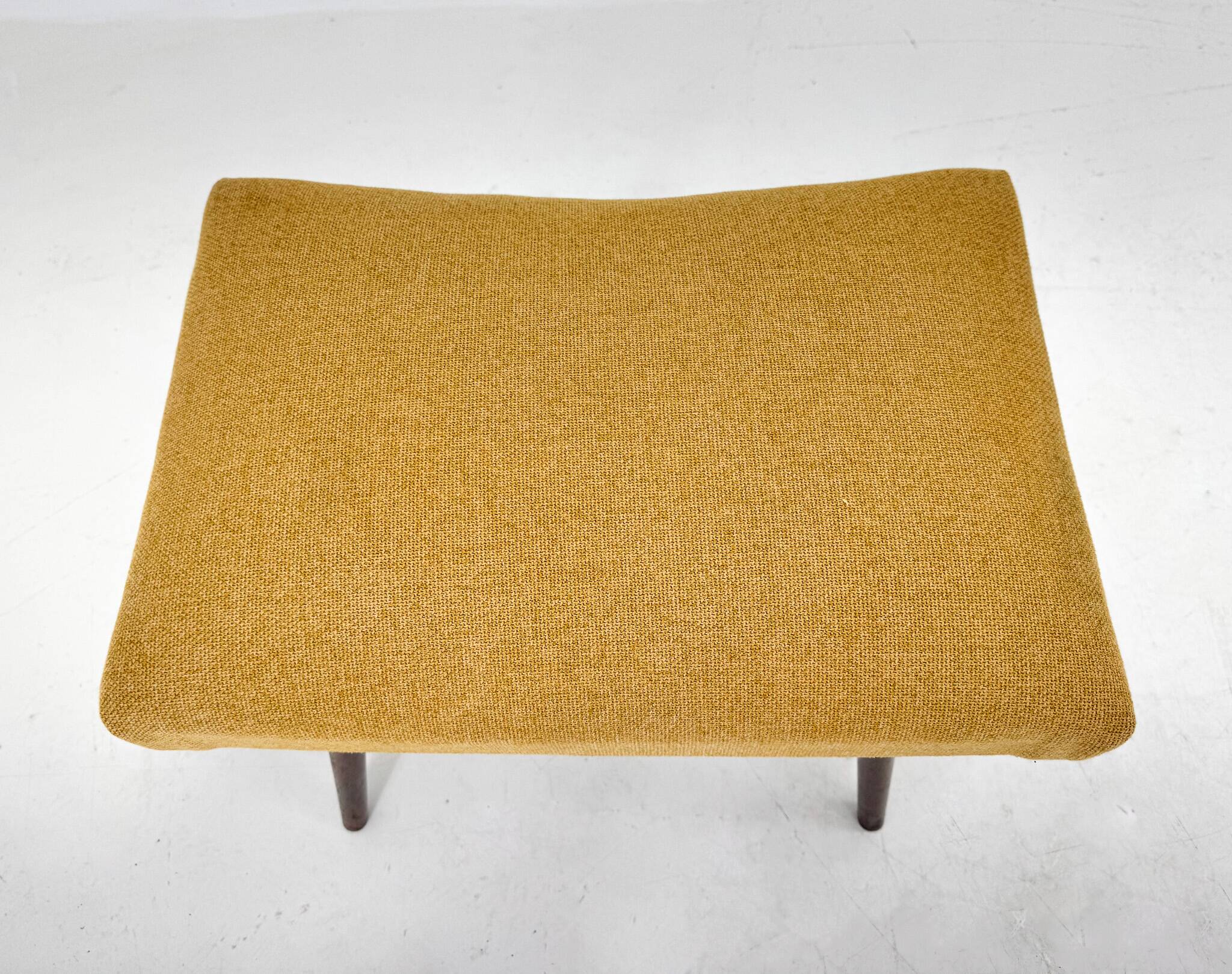 Mid-Century Stool with New Upholstery, Czechoslovakia, 1970's