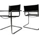 Ensemble vintage de 6 chaises à structure tubulaire Mart Stam design cuir