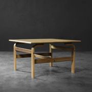 Vintage Mid-Century Scandinavian Modern Low Brown Oak Coffee Table