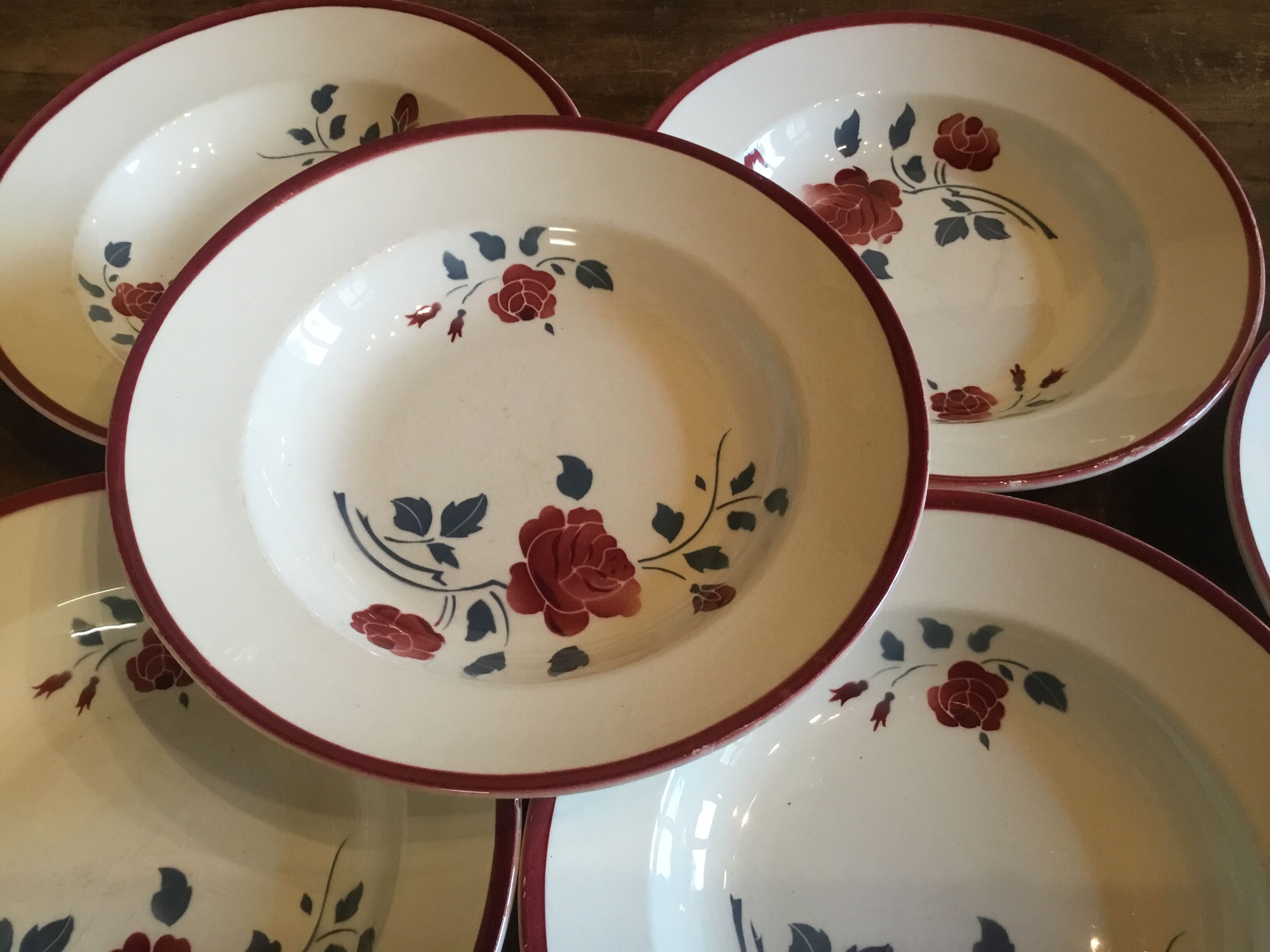 6 plates "roses" Badonviller