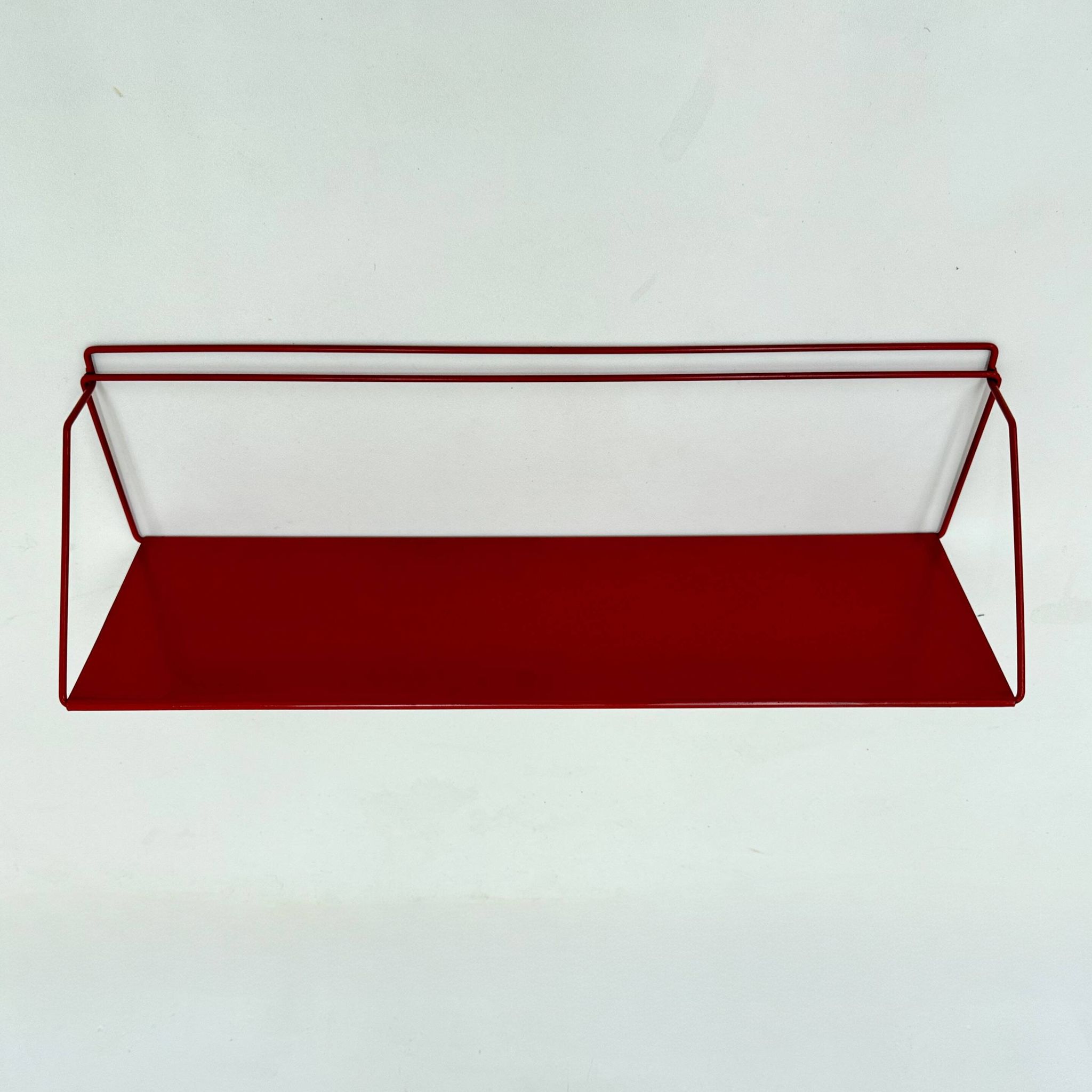 Vintage red metal wall unit book shelf , 1970s