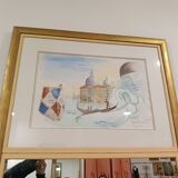 Signed Venice trumeau mirror