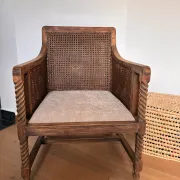 Fauteuil bois massif et rotin