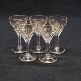 5 verres a liqueur en cristal taillé 6 côtes plates nestor val saint lambert