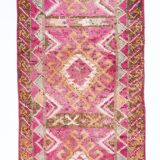 3x13 long hot pink vintage runner rug 399x81cm