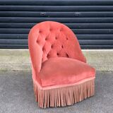 Pink velvet toad chair, 50s