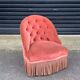Fauteuil crapaud velours rose années 50