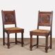 Pair of rush-seated solid wood chairs, French work, 1940.