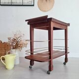 Art Deco wooden and brass serving trolley - small model