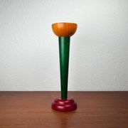 Postmodern yellow, green, red wooden chandelier Monokel by Ikea, 1980s.
