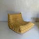Ligne Roset Togo vintage honey yellow leather – 3-seater + 2 armchairs