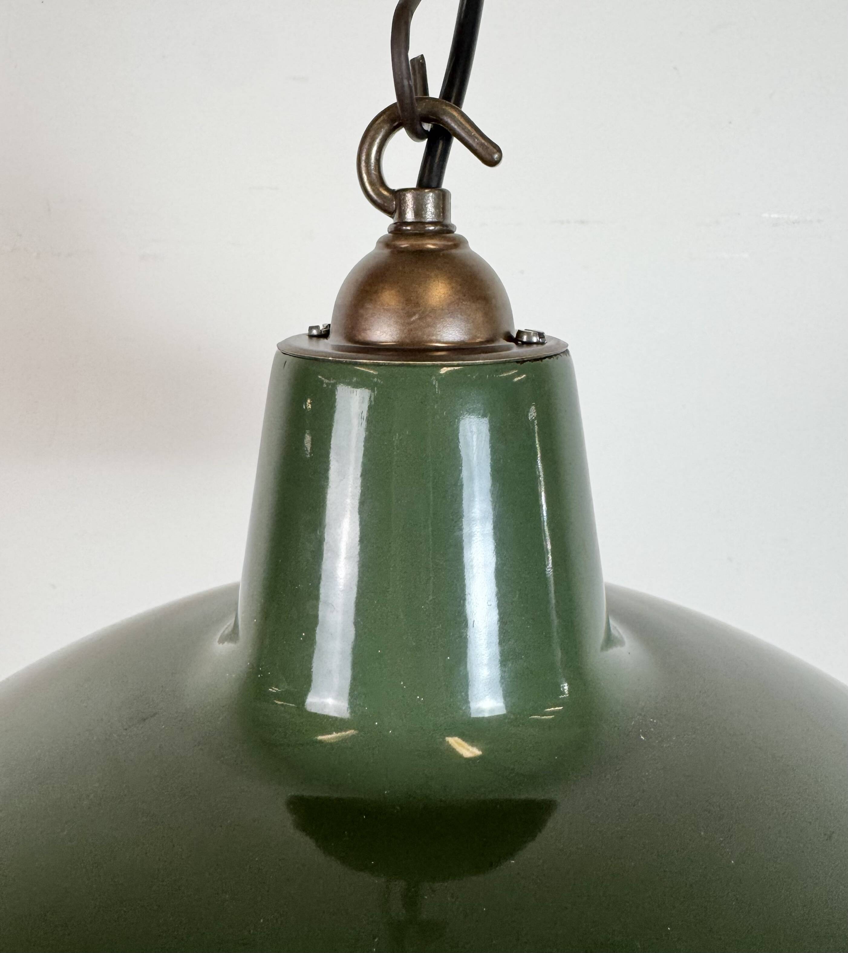 Industrial Green Enamel Factory Pendant Lamp from Multi Electrical Co,1960s