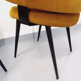 Paire de fauteuils italiens vintage en velours et métal noir des années 60