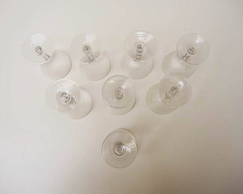 8 Old Art Deco Stemmed Glasses
