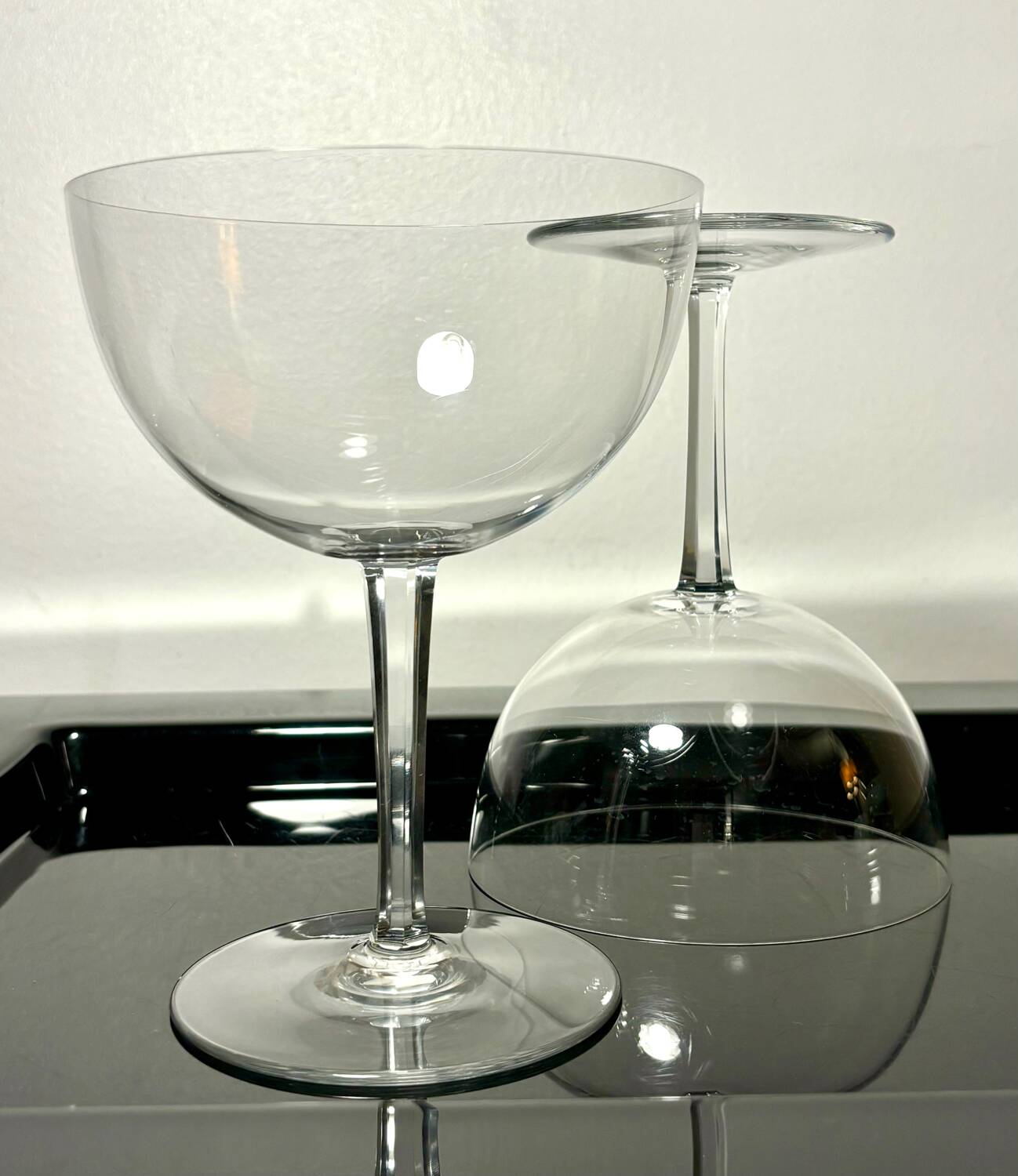 Two giant champagne tasting glasses Baccarat