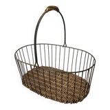 Small wicker and green metal basket