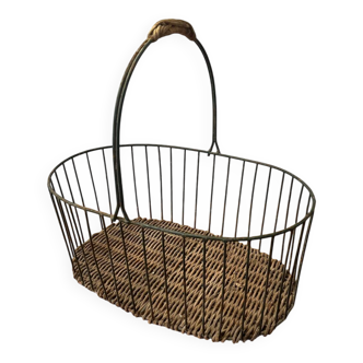 Petit panier en osier et métal vert