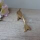 Golden Brass Dolphin Figurine, Dolphin Paperweight Desk Decoration