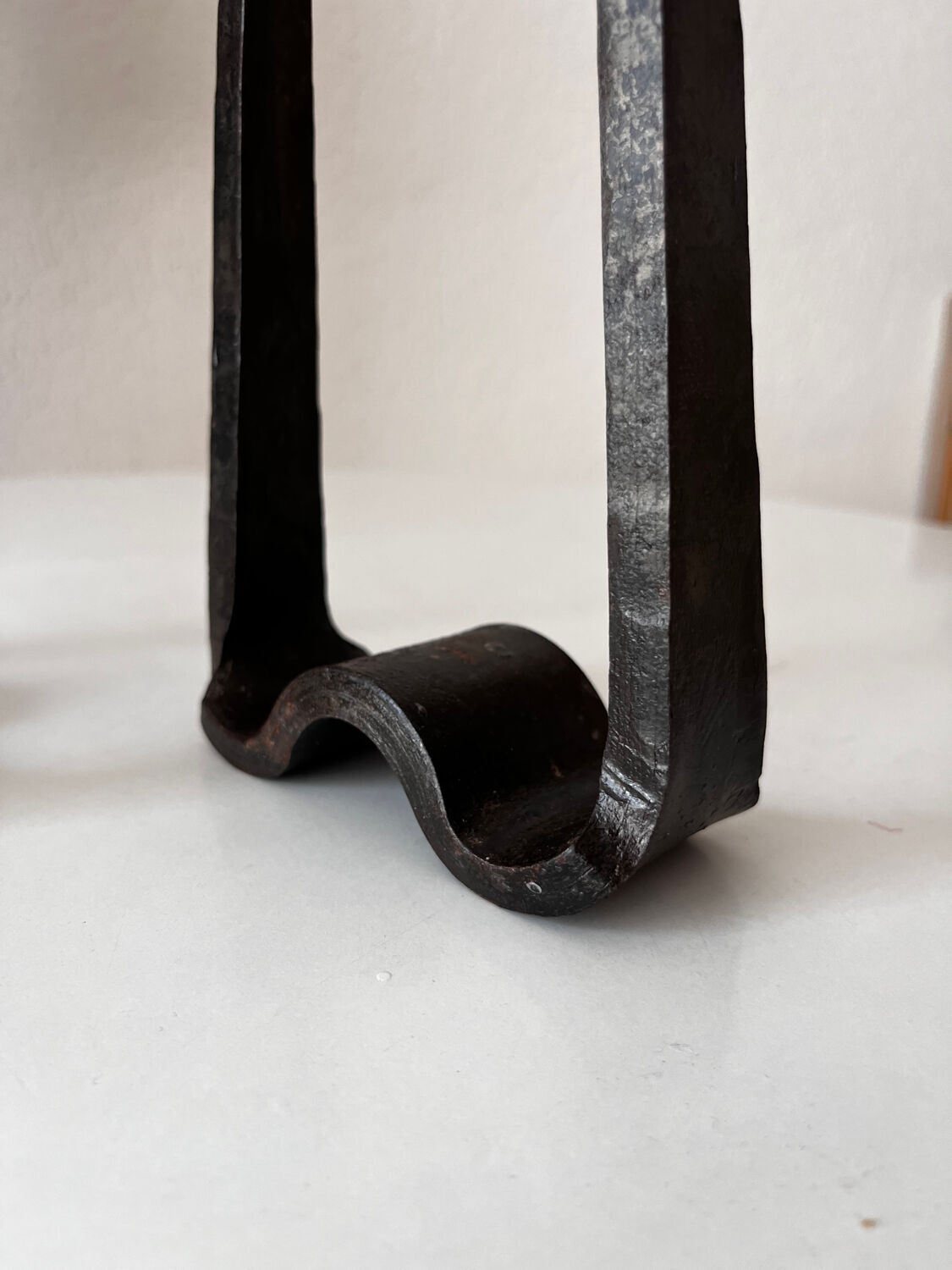 Brutalist wrought iron candlestick pair