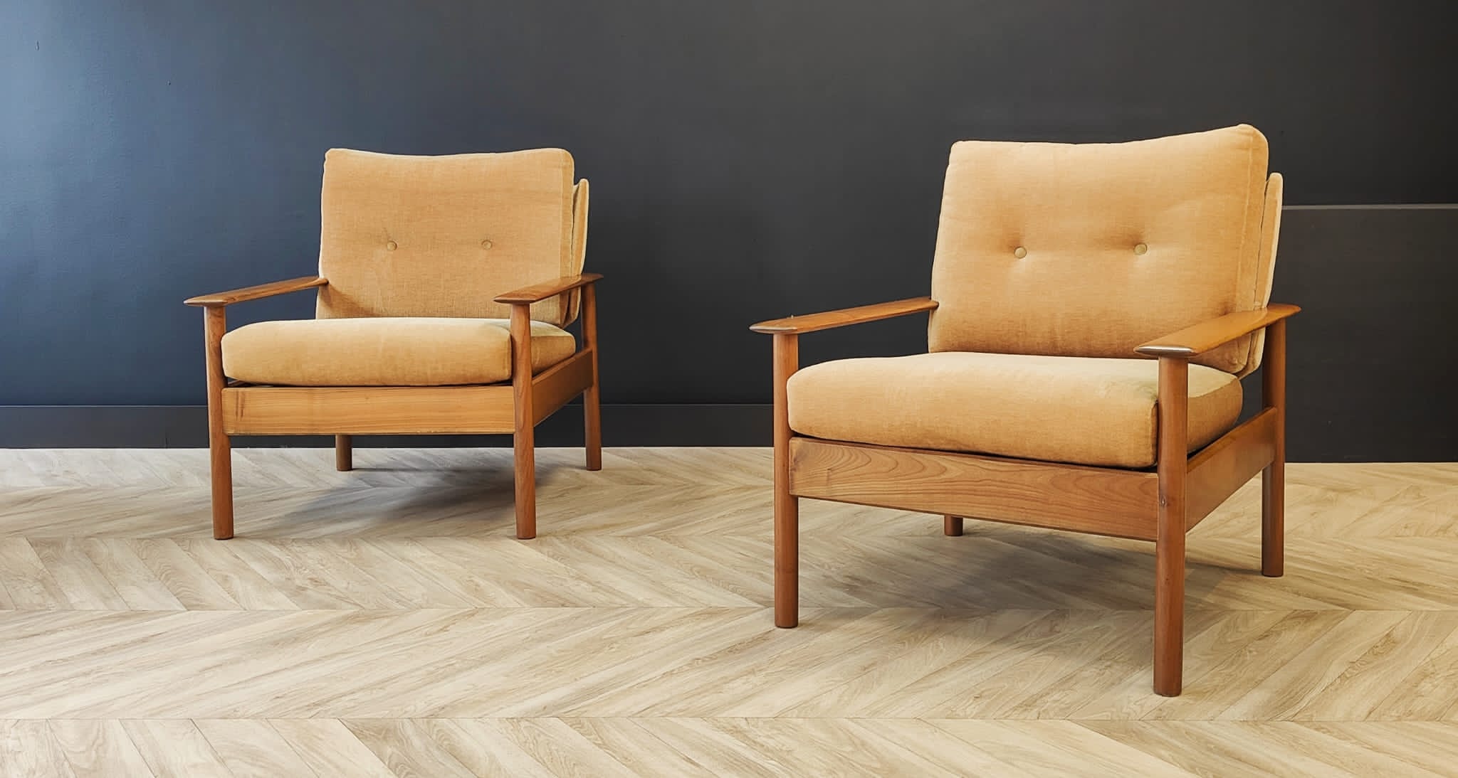 Two mid century armchairs vintage