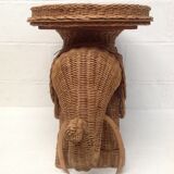 Vintage wicker elephant and rattan table