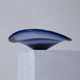 LARGE THICK BLUE GLASS BOWL, 1950s
