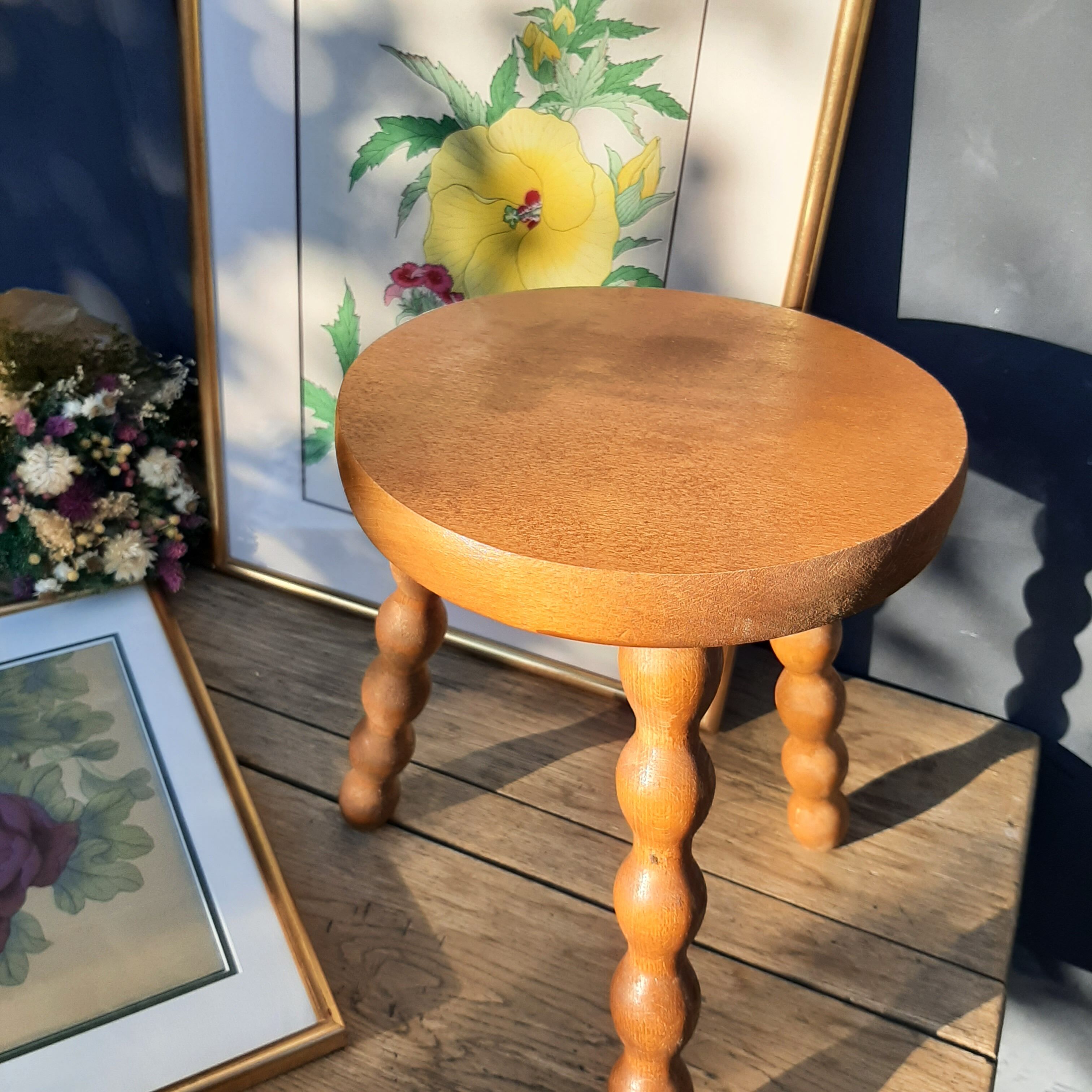 Vintage tripod wooden stool