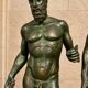 bronze sculptures with a green patina representing the Riace warriors
