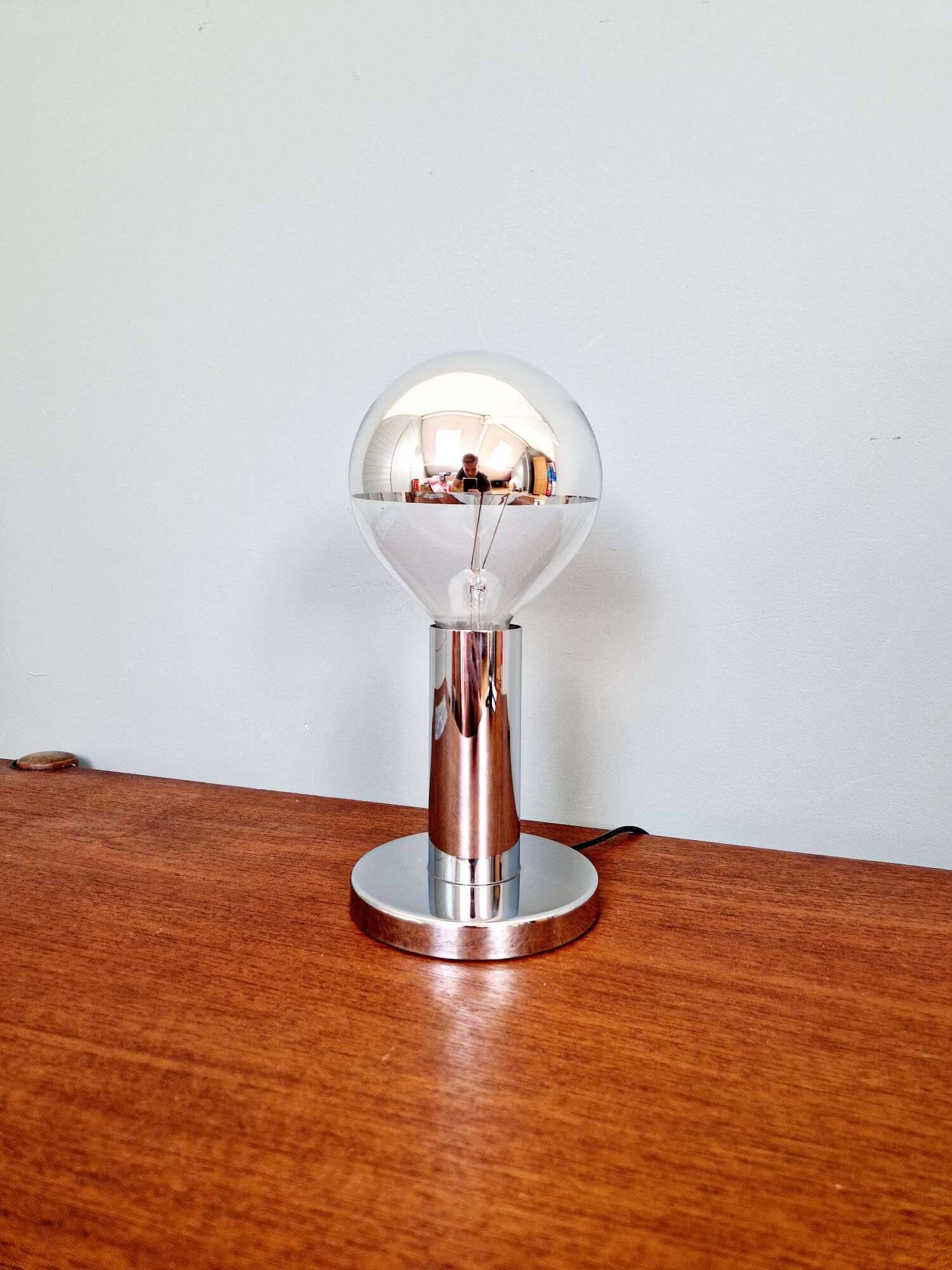 Space Age chrome metal table lamp, 1970s
