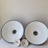 Duo of suspensions in green enamelled sheet metal