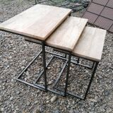 Lot of 3 metal and wood pull out tables