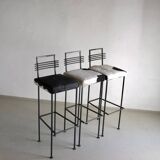 Trois tabourets de bar en fer forgé | Olsson & Dam | Suède | Années 1990