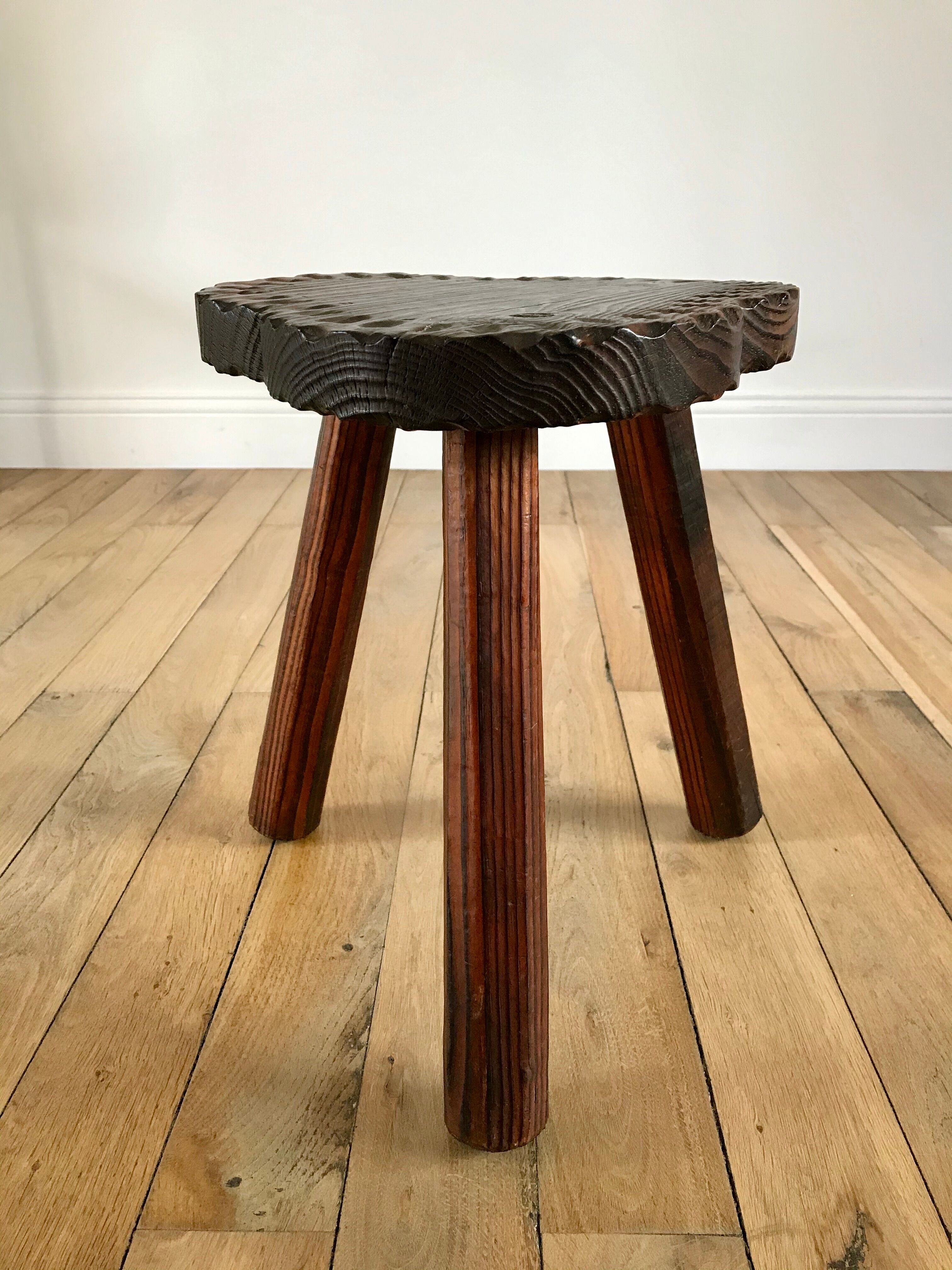 Cowherd stool tripod brutalist style 40s-50s