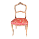 Wooden chair with varnished wood and red satin brocade fabric, 1920