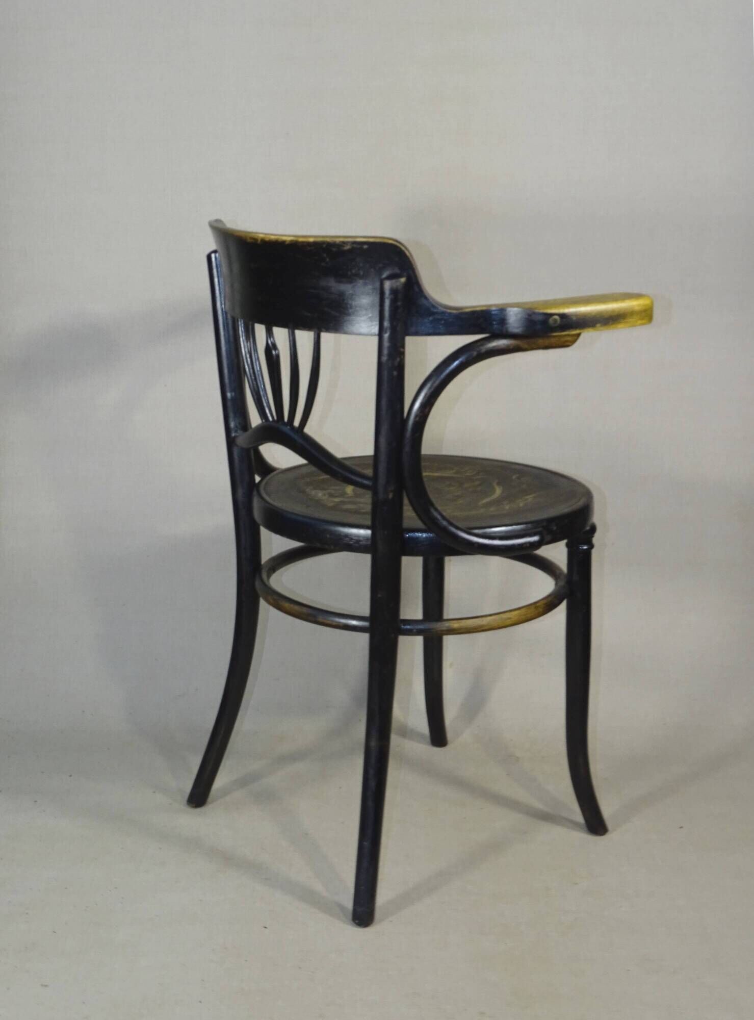 Office Armchair No. 6 E ZP by Fischel, 1910, Bistro type, wooden seat