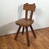 solid oak brutalist organically shaped chair