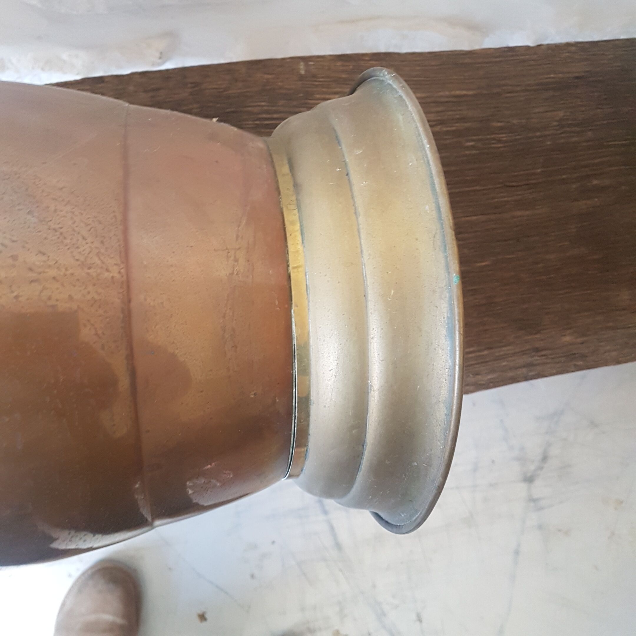 Copper and brass jar