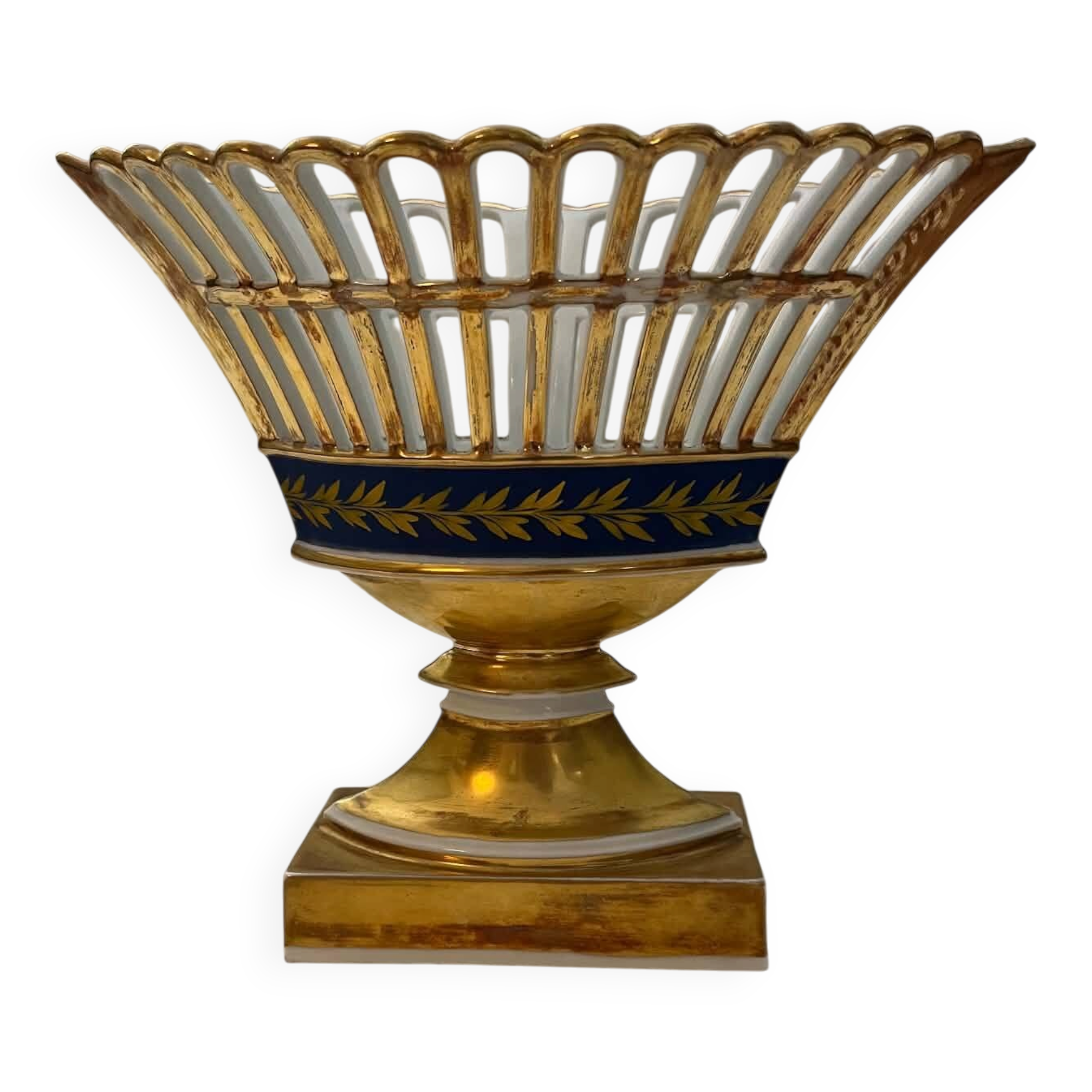 Antique Empire-style porcelain basket
