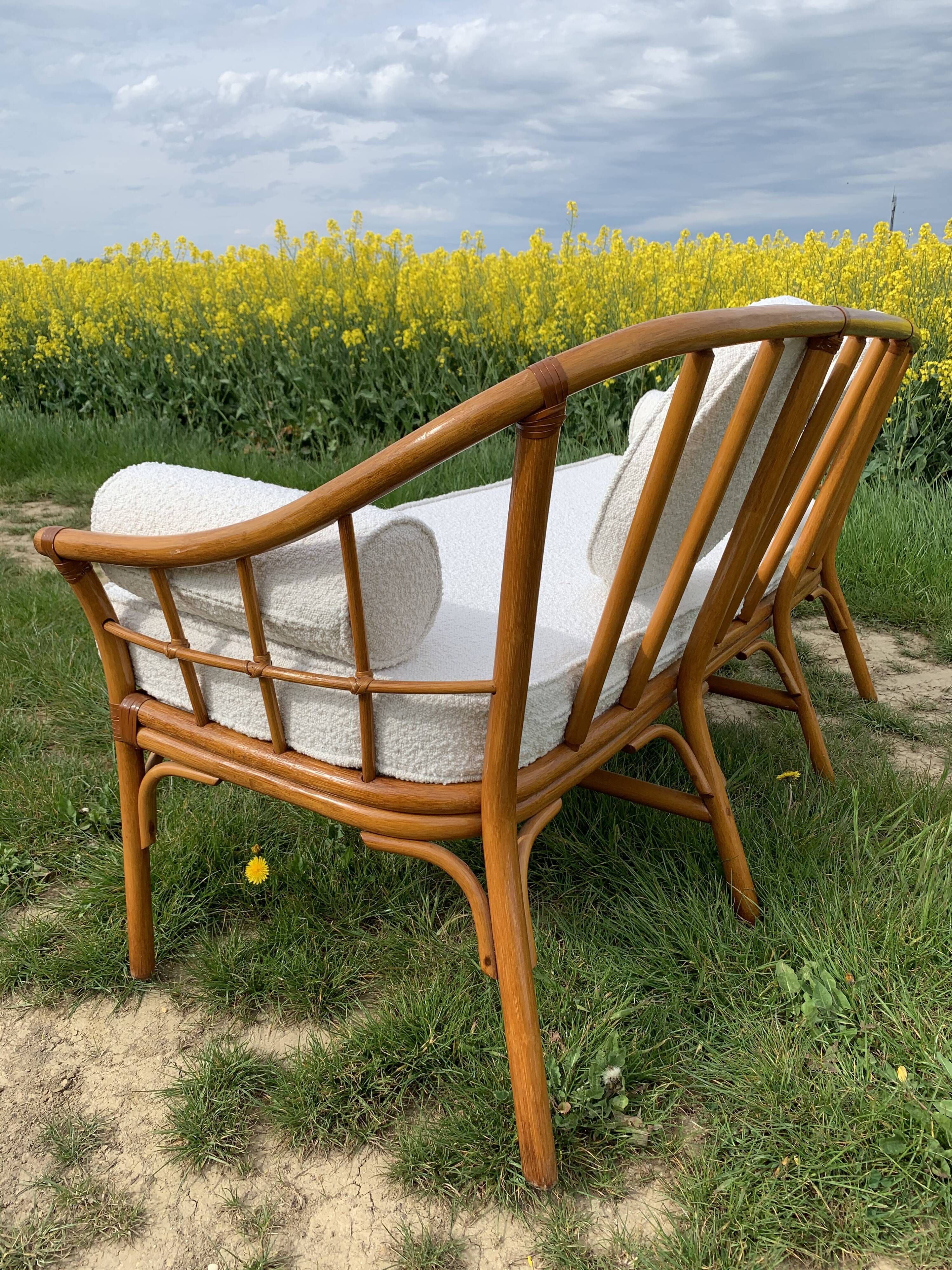 Vintage rattan bench