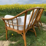 Vintage rattan bench
