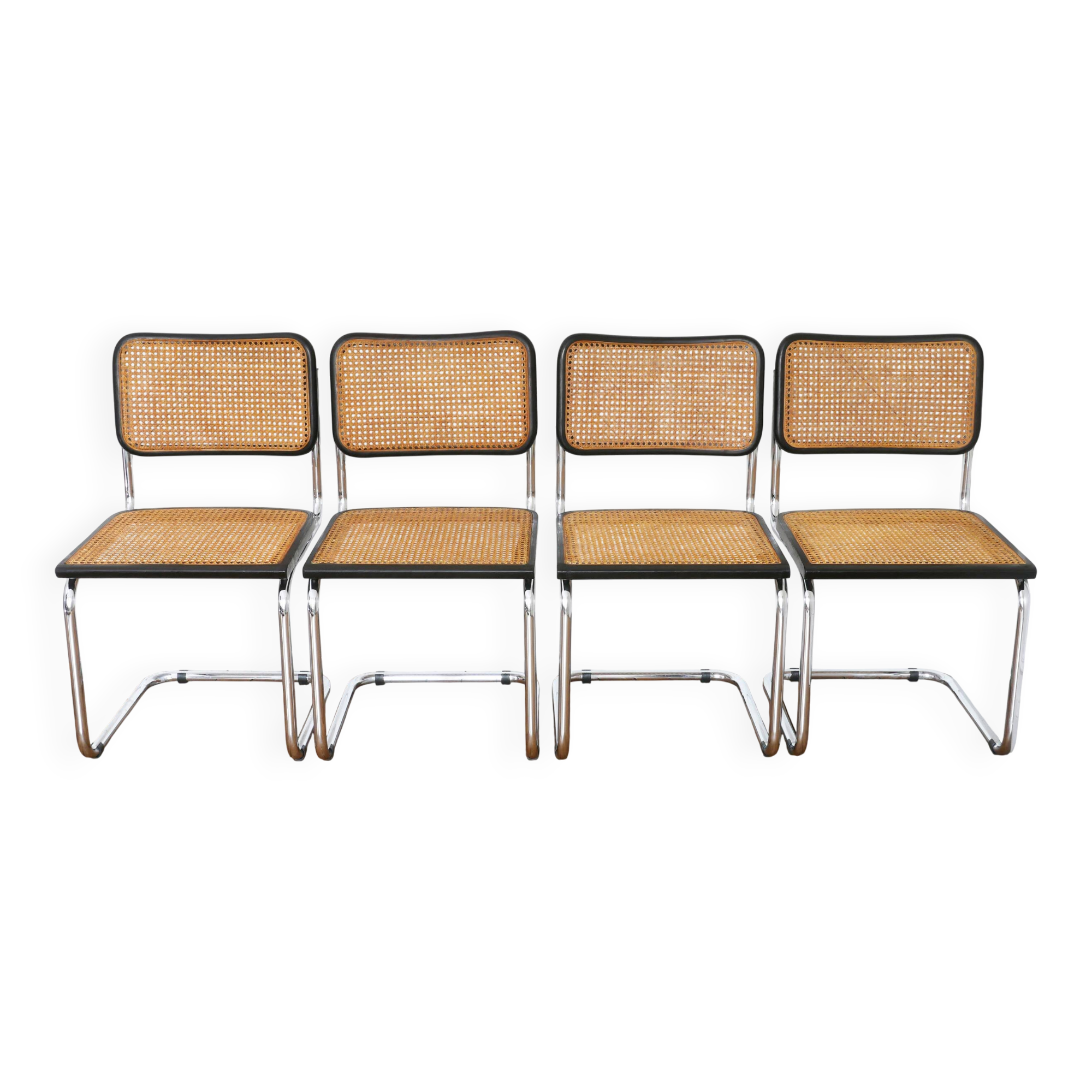4 Cesca B32 Breuer chairs made in Italy - re-caned seats.