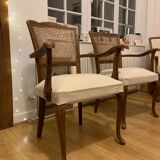 Beige and canning armchairs