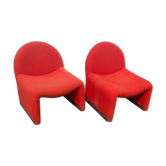 Paire de chauffeuses de marque Atal 1970 rouge