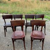 Set of 6 baumann bistro chairs classic years 50 bois fonce