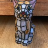 Vintage cat lamp in glass and metal